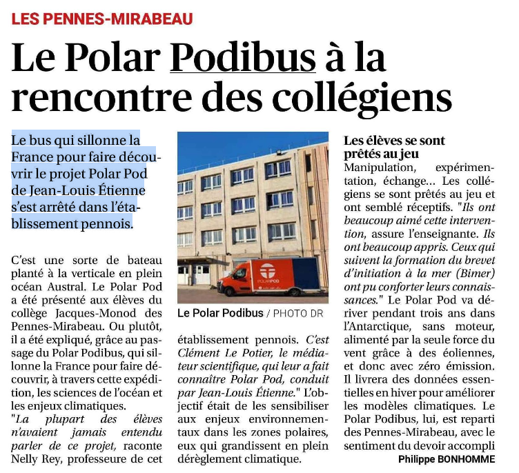 Le Polar Podibus à la rencontre des collégiens – La Provence