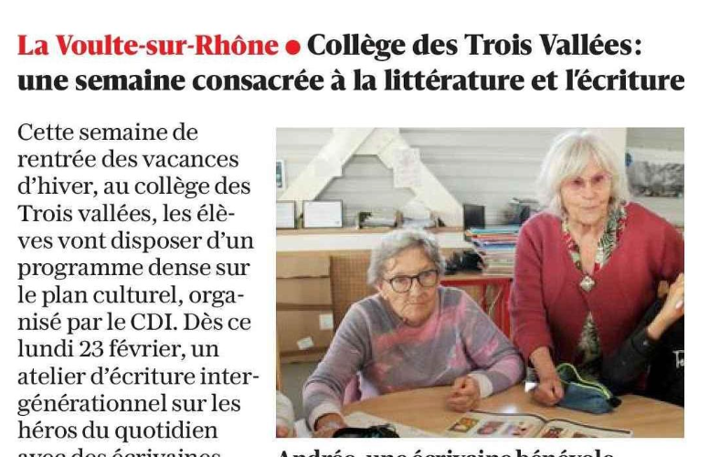 Collège des Trois Vallées: une semaine consacrée à la littérature et l&rsquo;écriture – la Dauphiné libéré