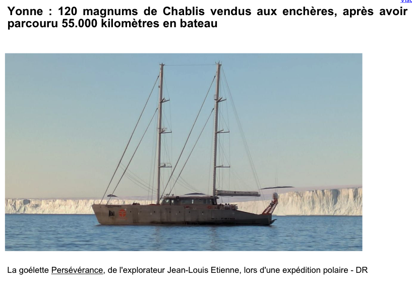 Yonne : 120 magnums de Chablis vendus aux enchères, après avoir parcouru 55.000 kilomètres en bateau – ici.fr